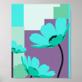 Modern Turquoise Floral Abstract Poster (Voorkant)