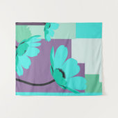 Modern Turquoise Floral Tapestry Wandkleed (Voorkant (horizontaal))