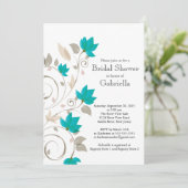  modern Turquoise Floral Vine Vrijgezellenfeest Kaart (Staand voorkant)