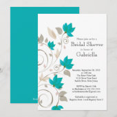  modern Turquoise Floral Vine Vrijgezellenfeest Kaart (Voorkant / Achterkant)