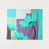 Modern Turquoise Floral Wall Tapestry Wandkleed (Voorkant (horizontaal))