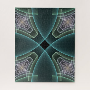 Modern Turquoise Geometric Fractal Art Graphic Legpuzzel