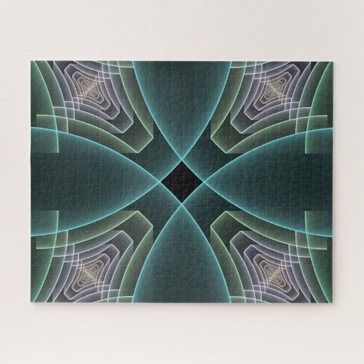 Modern Turquoise Geometric Fractal Art Graphic Legpuzzel (Horizontaal)