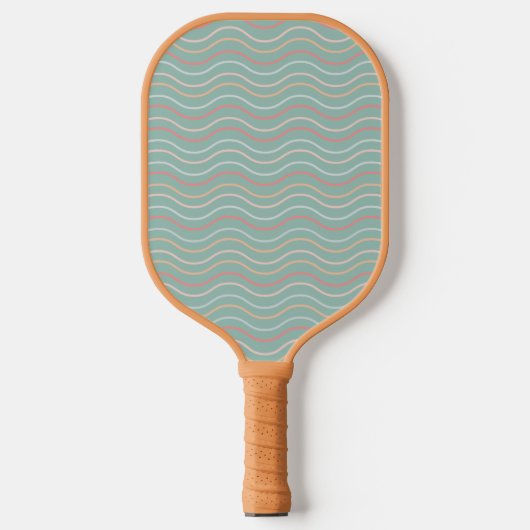 Modern Turquoise Geometric Wave Pattern Pickleball Paddle (Voorkant)