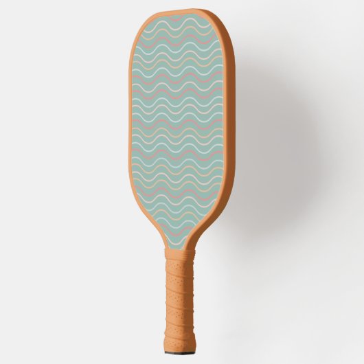 Modern Turquoise Geometric Wave Pattern Pickleball Paddle (Links)