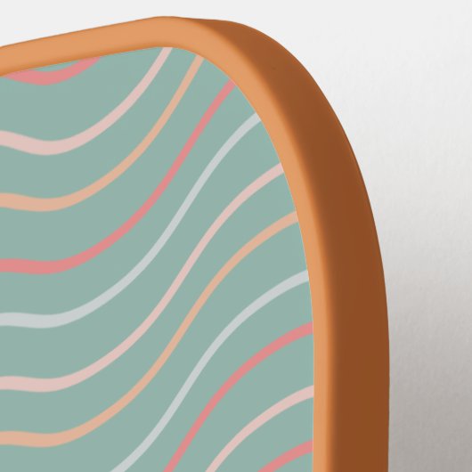 Modern Turquoise Geometric Wave Pattern Pickleball Paddle (Links Detail)