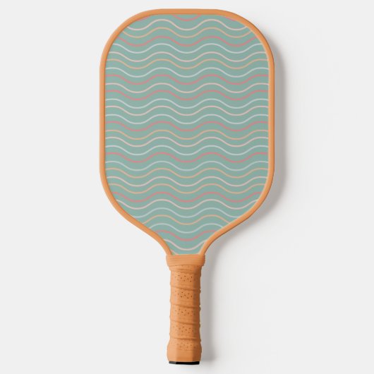 Modern Turquoise Geometric Wave Pattern Pickleball Paddle (Achterkant)