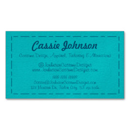 Modern Turquoise gestikt faux leer Magnetisch Visitekaartje