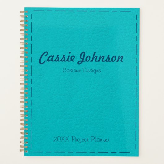 Modern Turquoise gestikt faux leer Planner (Voorkant)