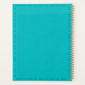 Modern Turquoise gestikt faux leer Planner (Achterkant)