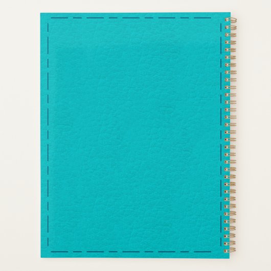 Modern Turquoise gestikt faux leer Planner (Achterkant)