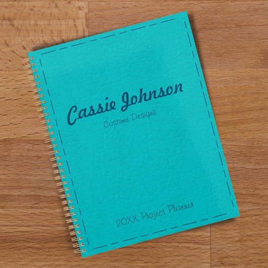Modern Turquoise gestikt faux leer Planner