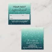 Modern Turquoise Glitter Appointment Card Afsprakenkaartje (Voorkant / Achterkant)