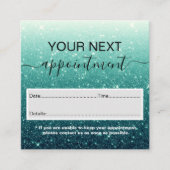 Modern Turquoise Glitter Appointment Card Afsprakenkaartje (Voorkant)