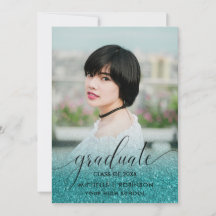 Modern Turquoise Glitter Ombre Girly Foto