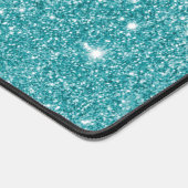 Modern turquoise glitter script name bureaumat (Hoek)