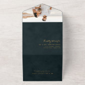 Modern Turquoise Gold Agate Calligraphy Wedding All In One Uitnodiging (Buitenkant)