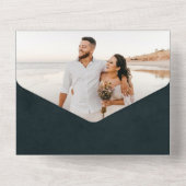 Modern Turquoise Gold Agate Calligraphy Wedding All In One Uitnodiging (Achterkant)