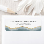 Modern Turquoise Gold Agate Calligraphy Wedding Etiket (Insitu)