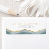 Modern Turquoise Gold Agate Wedding Address Etiket (Insitu)