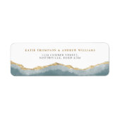 Modern Turquoise Gold Agate Wedding Address Etiket (Voorkant)