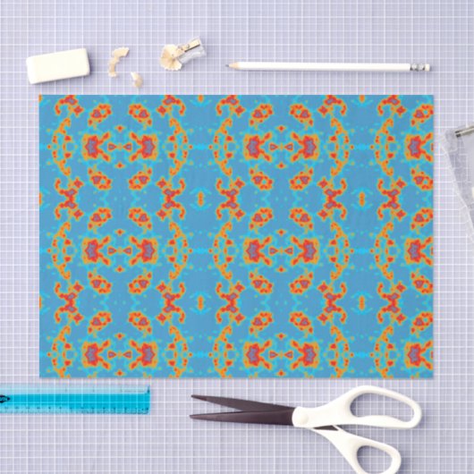 Modern Turquoise Gold Patterned Tissue Paper Tissuepapier (Craft)