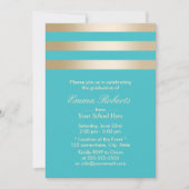 Modern Turquoise Gold Stripes Afstuderen Kaart (Voorkant)