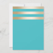 Modern Turquoise Gold Stripes Afstuderen Kaart (Achterkant)