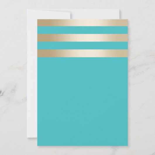 Modern Turquoise Gold Stripes Afstuderen Kaart (Achterkant)