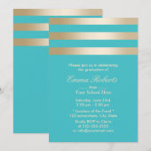 Modern Turquoise Gold Stripes Afstuderen Kaart (Voorkant / Achterkant)