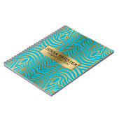 Modern Turquoise & Gold Zebra Stripes Pattern Notitieboek (Linkerzijde)