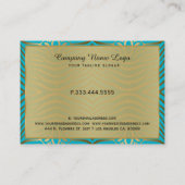 Modern Turquoise & Gold Zebra Stripes Pattern Visitekaartje (Achterkant)