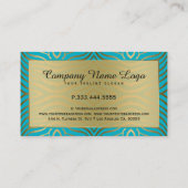 Modern Turquoise & Gold Zebra Stripes Pattern Visitekaartje (Achterkant)