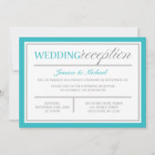 Modern Turquoise Gray Wedding Reception Kaart (Voorkant)
