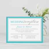 Modern Turquoise Gray Wedding Reception Kaart (Staand voorkant)