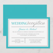 Modern Turquoise Gray Wedding Reception Kaart (Voorkant / Achterkant)
