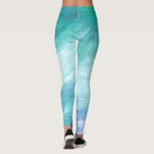 Modern Turquoise Green Blue Abstract Brush Strokes Leggings (Achterkant)