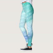 Modern Turquoise Green Blue Abstract Brush Strokes Leggings (Links)