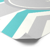 Modern turquoise, grijs chevron bruiloft poster (Hoek)