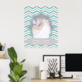 Modern turquoise, grijs chevron bruiloft poster (Thuiskantoor)