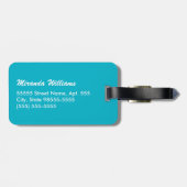 Modern Turquoise Houndstooth Monogram en naam Bagagelabel (Achterkant horizontaal)