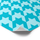 Modern Turquoise Houndstooth Monogram en naam Poster (Hoek)