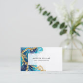 Modern Turquoise Ink Gold Swirls Visitekaartje (Staand voorkant)