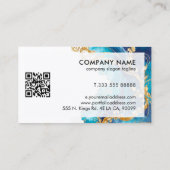 Modern Turquoise Ink Gold Swirls Visitekaartje (Achterkant)