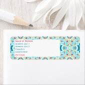 Modern turquoise kerstster retour adres etiket (Insitu)