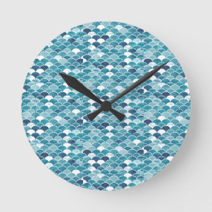 Modern Turquoise & Koninklijk Blauwe Wilde Bloem B Ronde Klok