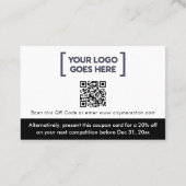 Modern Turquoise Korting Coupon Logo QR  (Achterkant)