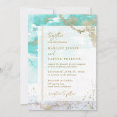 Modern Turquoise Lavender Gold Abstract Wedding Kaart (Voorkant)