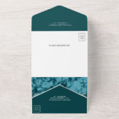 Modern Turquoise Marble Bronze Glitter Wedding All In One Uitnodiging (Buitenkant)
