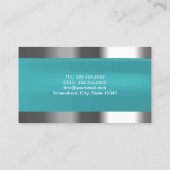 Modern Turquoise Metal Border Hair Stylist Visitekaartje (Achterkant)
